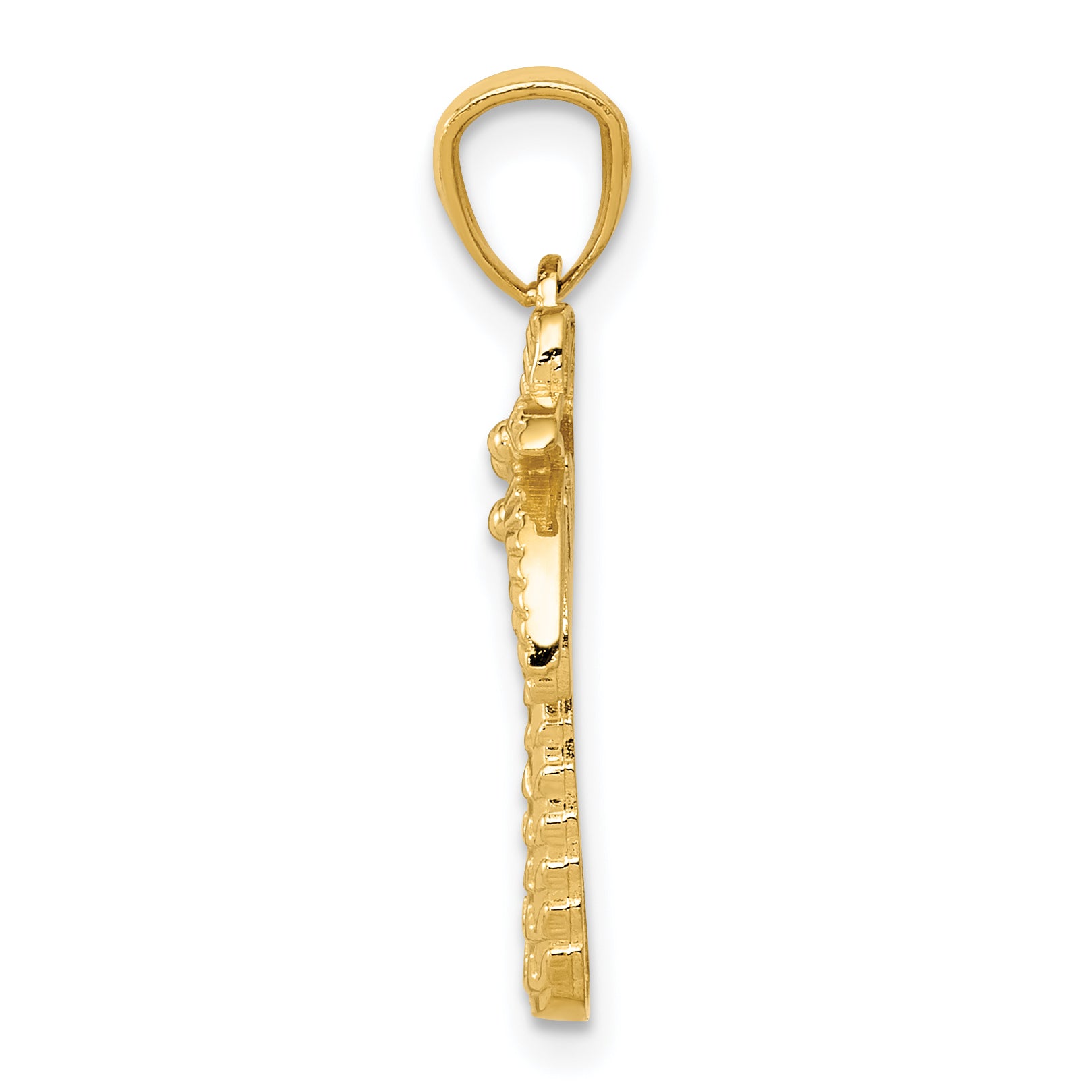 14K Gold Textured Palm Tree Pendant for Men  Polished, Elegant Design