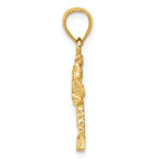 14K Gold Polished Diamond-Cut Palm Tree Pendant for Men