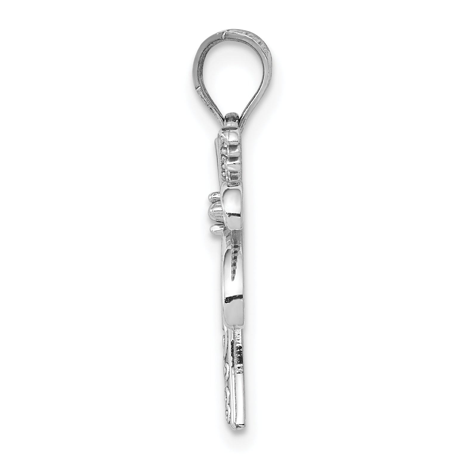 14K White Gold Polished Palm Tree Pendant with Rhodium Finish for Men Secondary image
