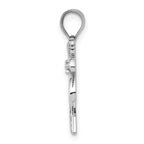 14K White Gold Polished Palm Tree Pendant with Rhodium Finish for Men