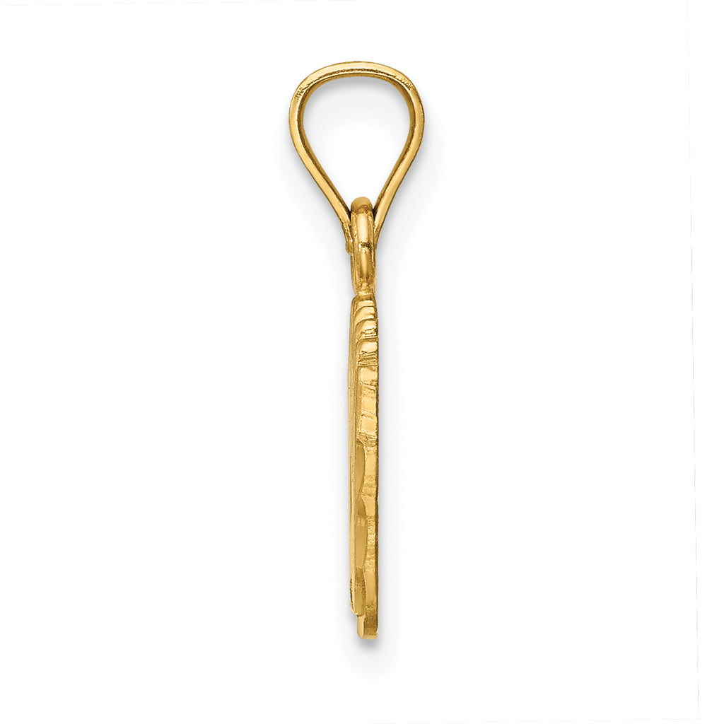 14K Gold Diamond-Cut Footprints Pendant with Satin Brushed Finish Elegant Charm