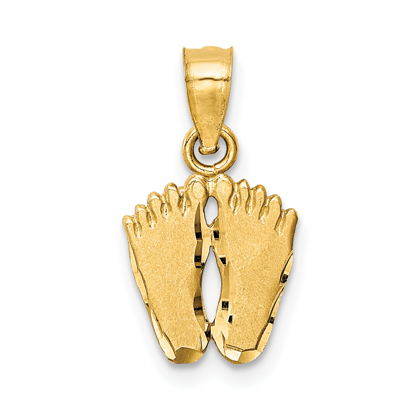 14k Satin Diamond-cut Footprints Pendant Main image