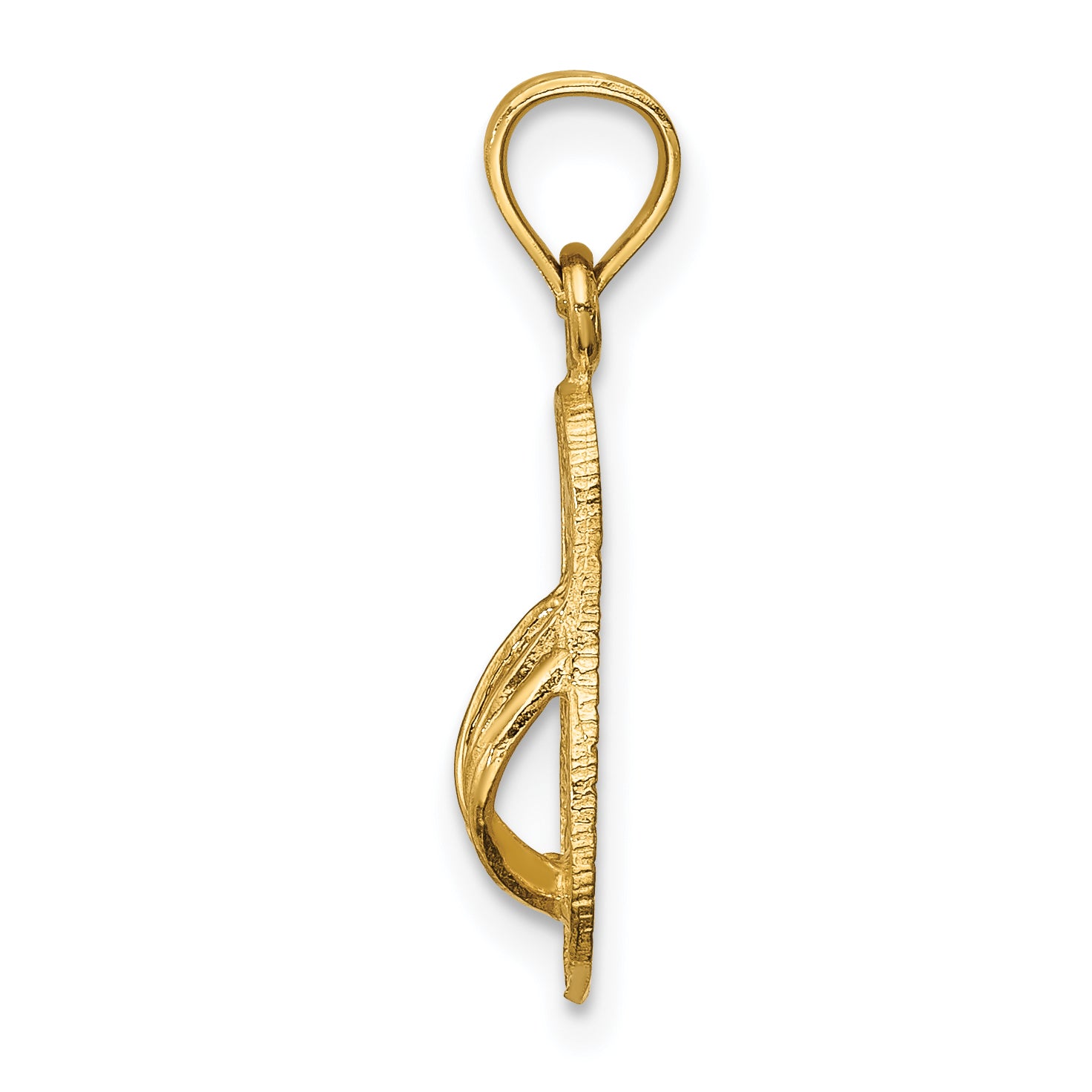 14K Yellow Gold 3D Textured Flip Flop Pendant with Polished Finish Secondary image