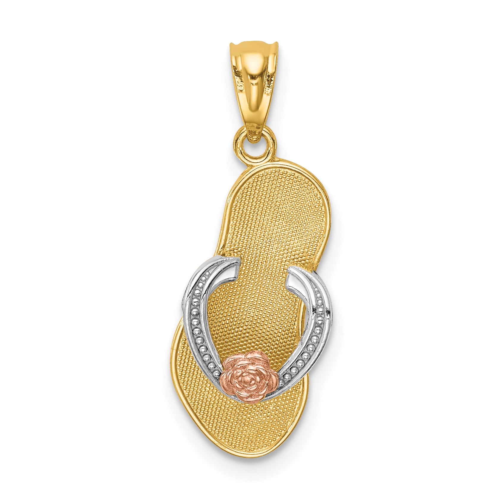 14K Yellow and Rose Gold w/Rhodium Sandal Pendant Main image