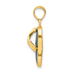 14K Gold Flip Flop Pendant with Blue Opal Accent, Polished Finish