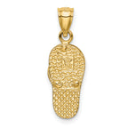 14K Gold Flip Flop Pendant with Blue Opal Accent, Polished Finish