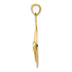 14K Gold Men's Diamond-Cut Polished Compass Pendant Sophisticated & Solid