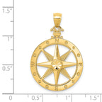 14K Gold Men's Diamond-Cut Polished Compass Pendant Sophisticated & Solid