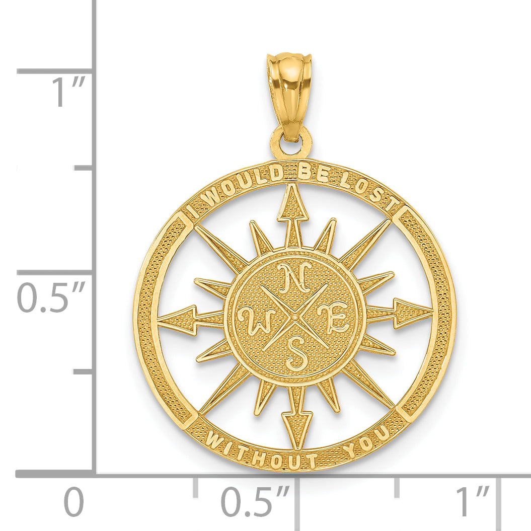 14K Gold Reversible Compass Pendant for Men with Satin-Polished Finish Secondary image