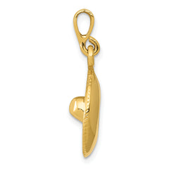14K Gold 3D Sombrero Pendant for Men  Polished & Textured