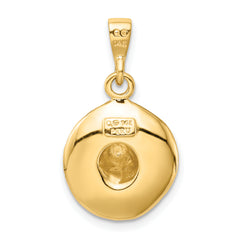 14K Gold 3D Sombrero Pendant for Men  Polished & Textured