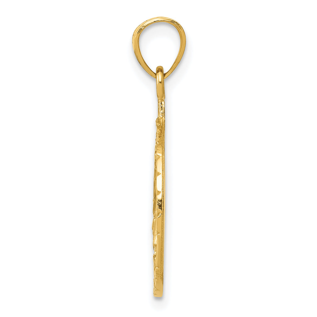 14K Gold Masonic Pendant for Men with Polished Diamond-Cut Design