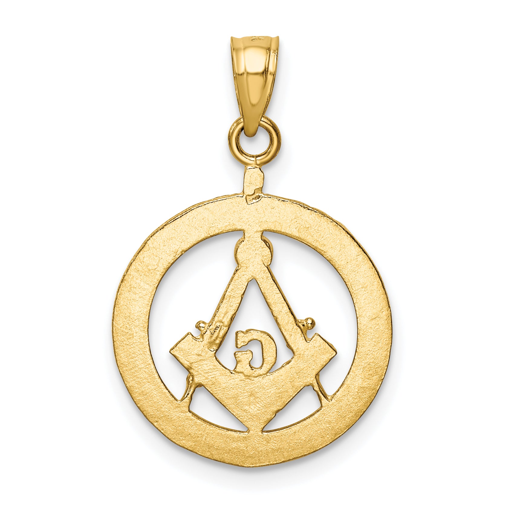 14K Gold Masonic Pendant for Men with Polished Diamond-Cut Design
