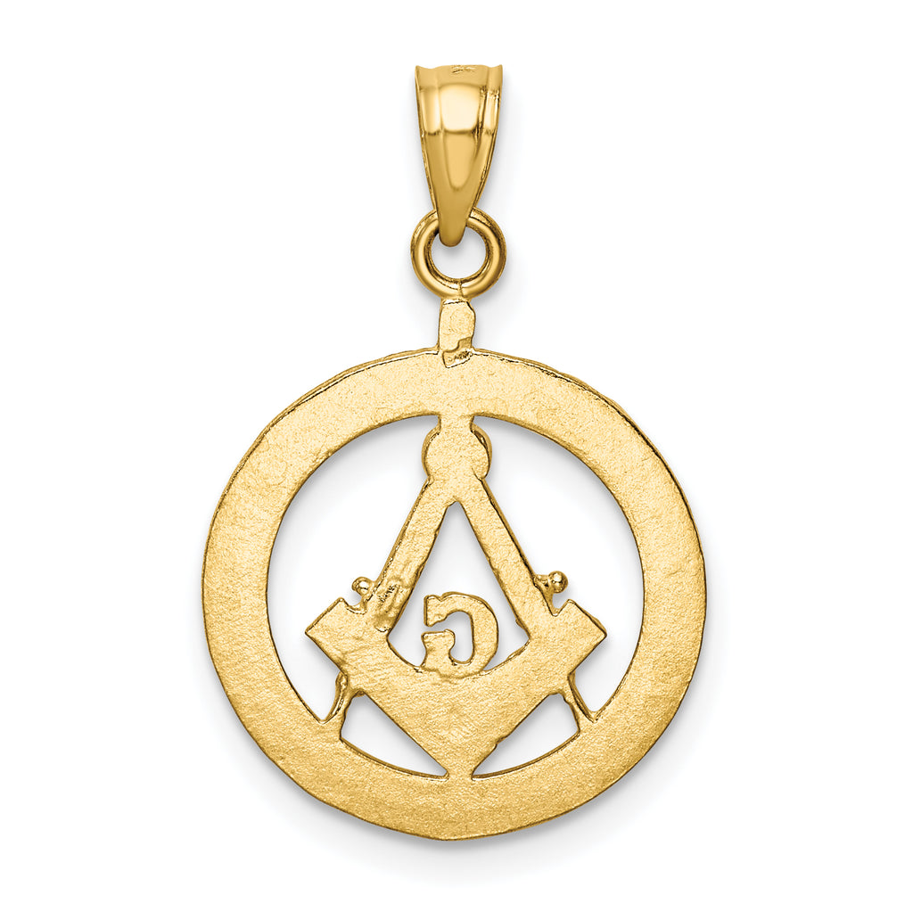 14K Gold Masonic Pendant for Men with Polished Diamond-Cut Design
