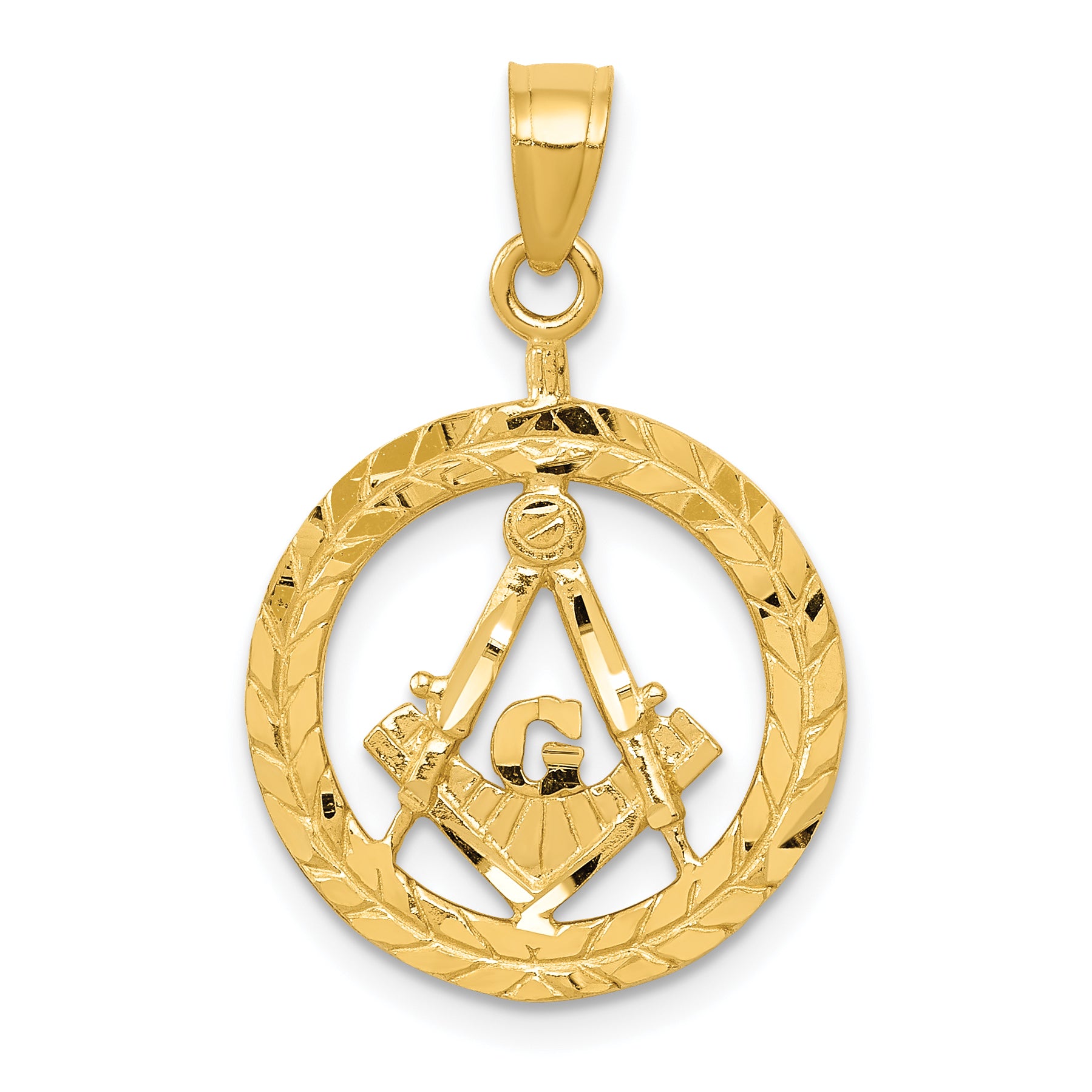 14k Polished and Diamond-cut Masonic Symbol Pendant Main image