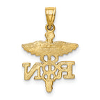 14K Gold Diamond-Cut RN Pendant with Polished Finish for Healthcare