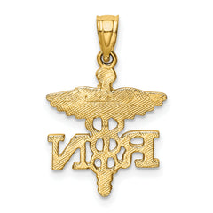14K Gold Diamond-Cut RN Pendant with Polished Finish for Healthcare
