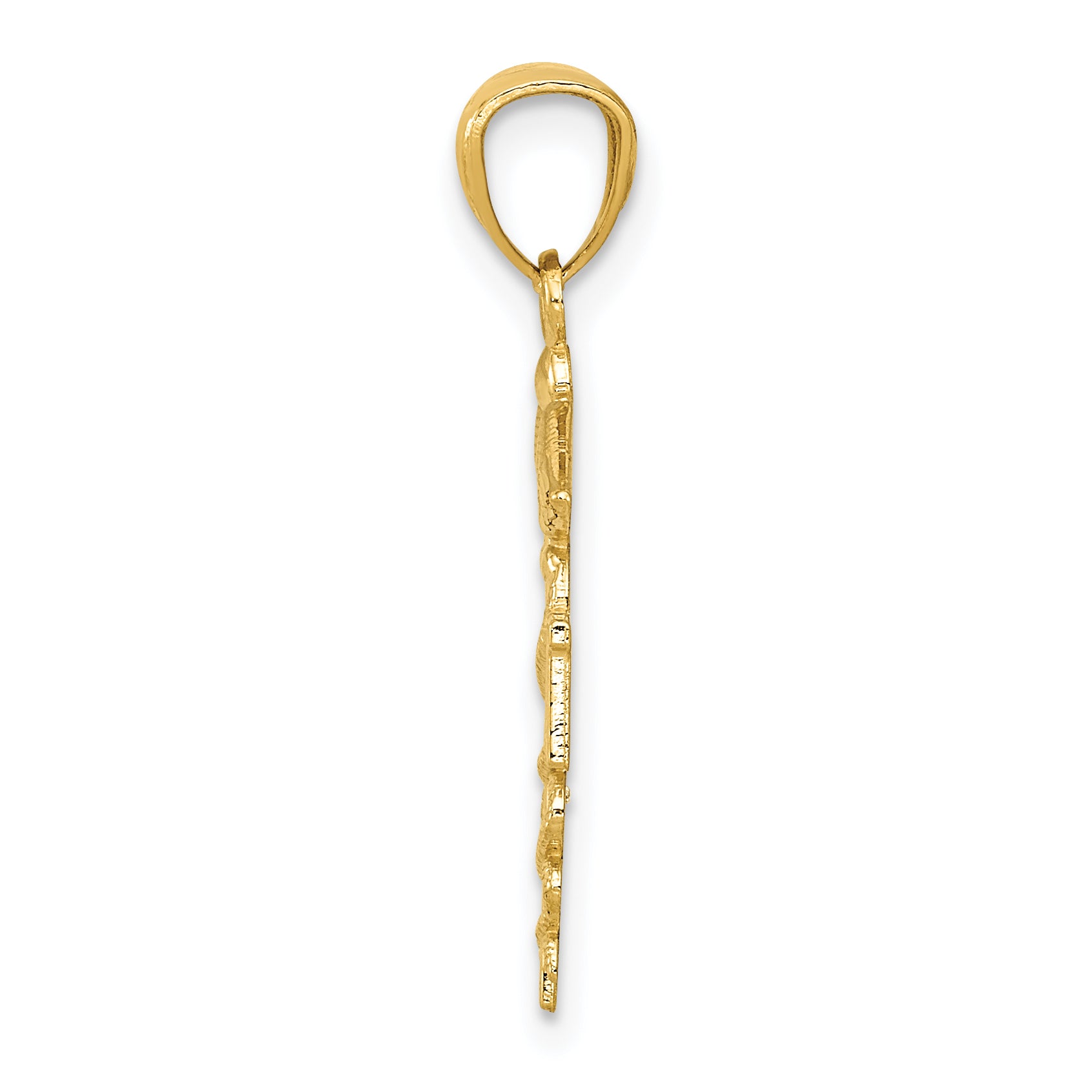 14K Gold Diamond-Cut RN Nurse Pendant with Polished Finish