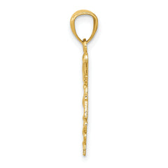 14K Gold Diamond-Cut RN Nurse Pendant with Polished Finish