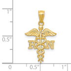 14K Gold Diamond-Cut RN Nurse Pendant with Polished Finish