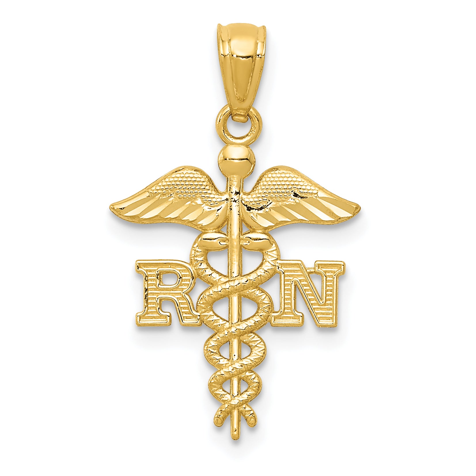 14k Diamond-cut Polished RN Nurse Pendant Main image