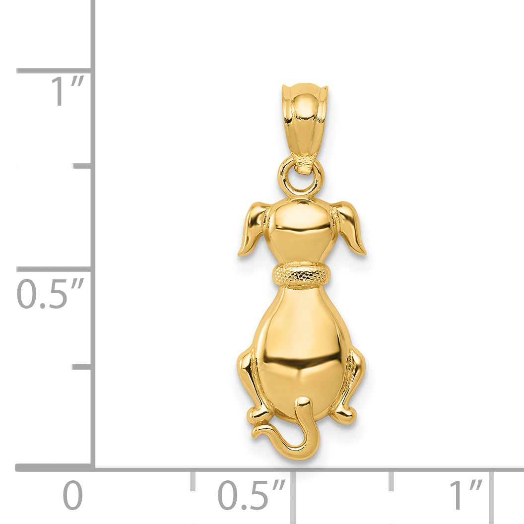 14K Gold Polished Sitting Dog Pendant for Elegant Everyday Wear