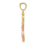 14k Yellow and Rose Gold Two-Tone Diamond-Cut Cat Pendant  Polished, Elegant Design
