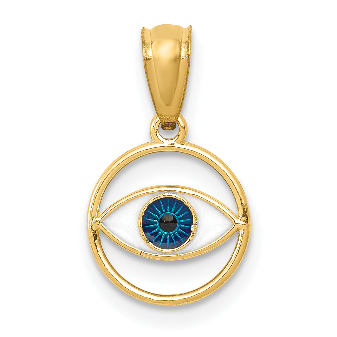 14k Polished Enameled Eye Pendant Main image