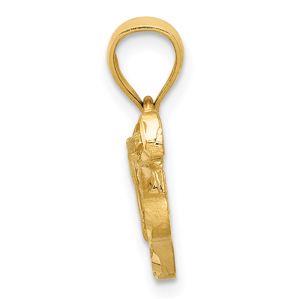 14K Gold Satin Diamond-Cut Acoustic Guitar Pendant for Men by Sophia Jewelers