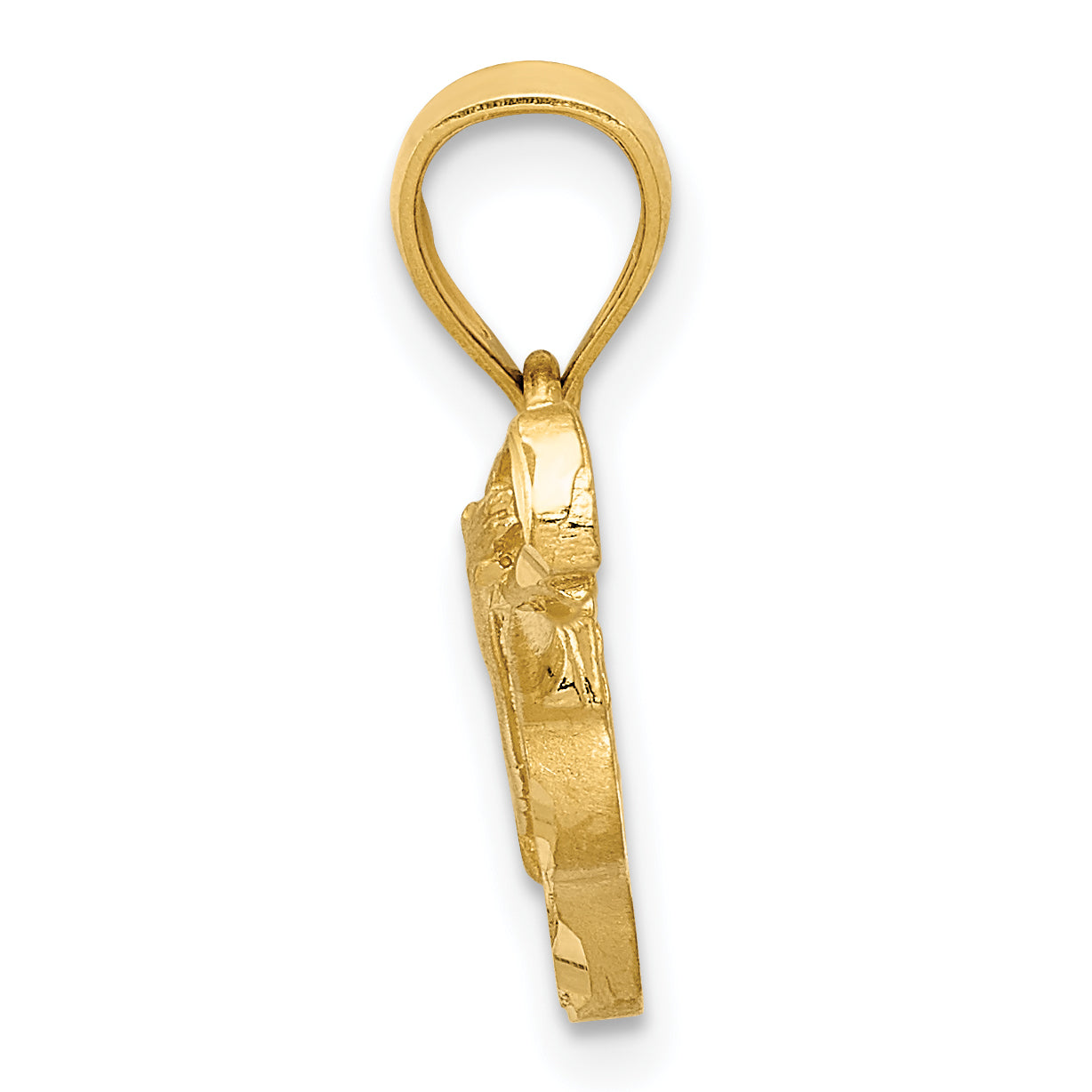 14K Gold Satin Diamond-Cut Acoustic Guitar Pendant for Men by Sophia Jewelers