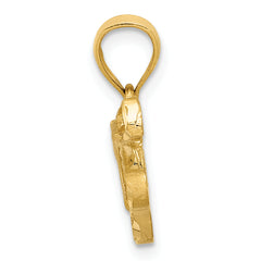 14K Gold Satin Diamond-Cut Acoustic Guitar Pendant for Men by Sophia Jewelers