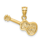 14K Gold Satin Diamond-Cut Acoustic Guitar Pendant for Men by Sophia Jewelers