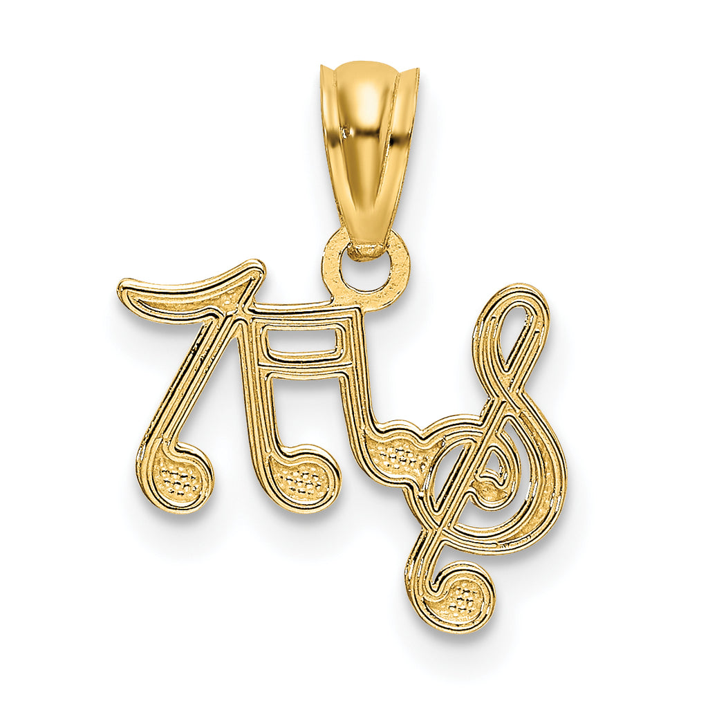 14K Gold Polished Music Notes Pendant  Elegant Themed Design by Sophia Jewelers