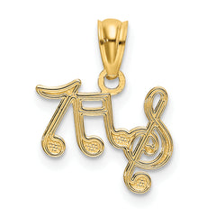 14K Gold Polished Music Notes Pendant  Elegant Themed Design by Sophia Jewelers