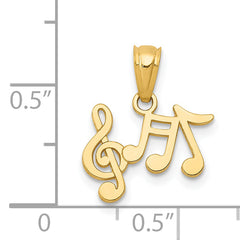 14K Gold Polished Music Notes Pendant  Elegant Themed Design by Sophia Jewelers
