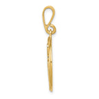 14K Gold Polished Musical Notes Pendant with Textured Solid Design