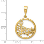 14K Gold Polished Musical Notes Pendant with Textured Solid Design