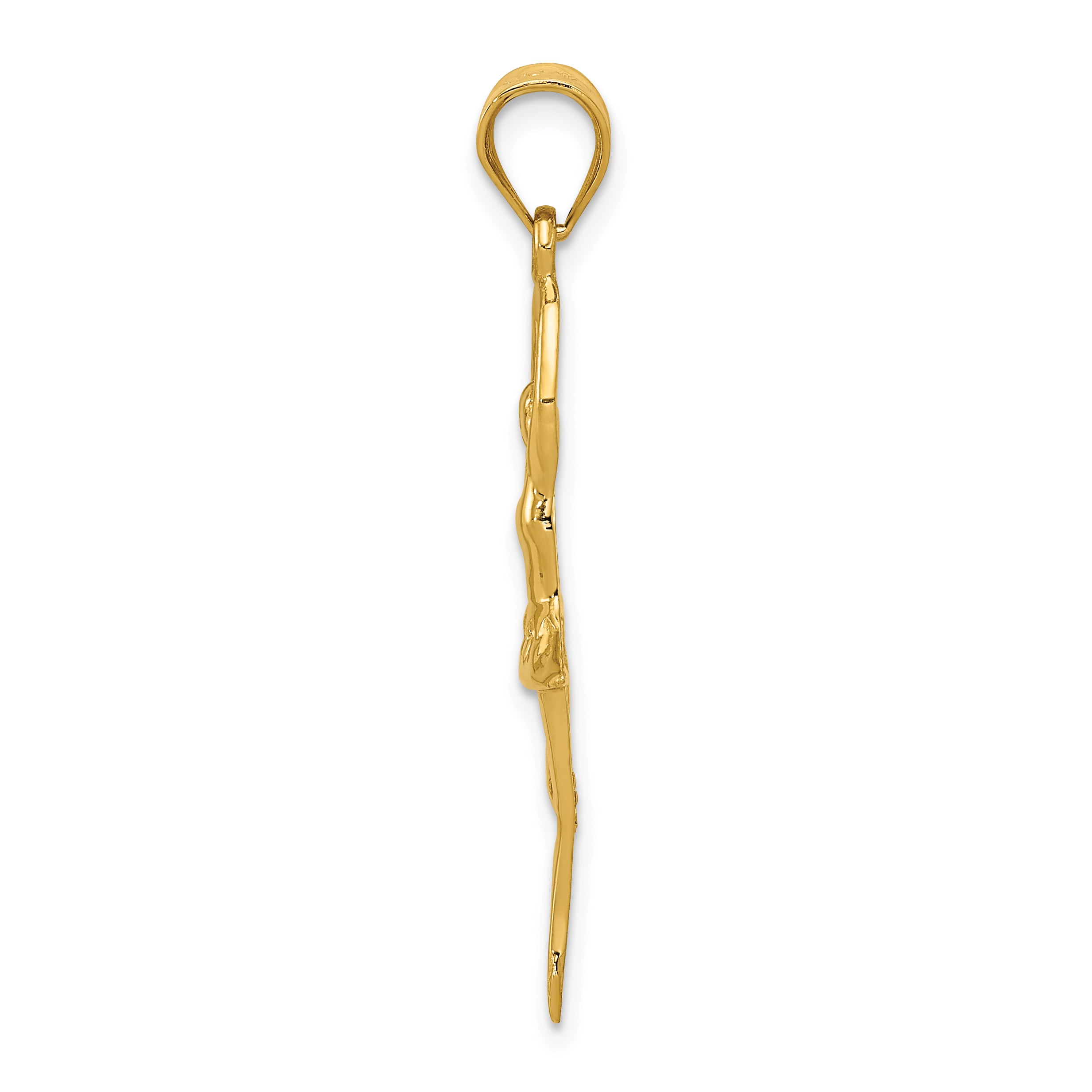 14K Gold Polished Ballerina Pendant with Textured Detailing  Elegant and Solid Design Secondary image
