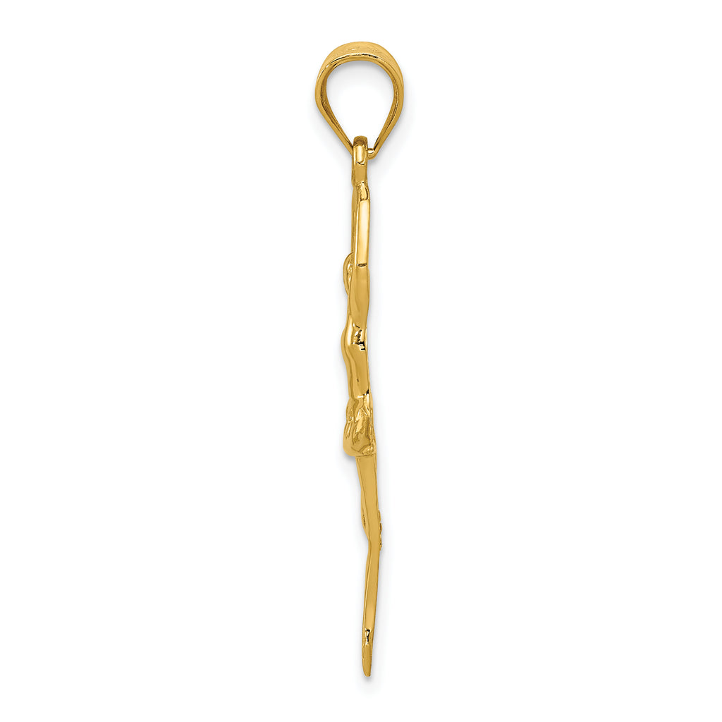 14K Gold Polished Ballerina Pendant with Textured Detailing  Elegant and Solid Design