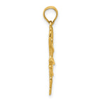 14K Gold Polished Ballerina Pendant with Textured Detail