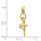 14K Gold Polished Ballerina Pendant with Textured Detail