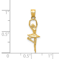 14K Gold Polished Ballerina Pendant with Textured Detail