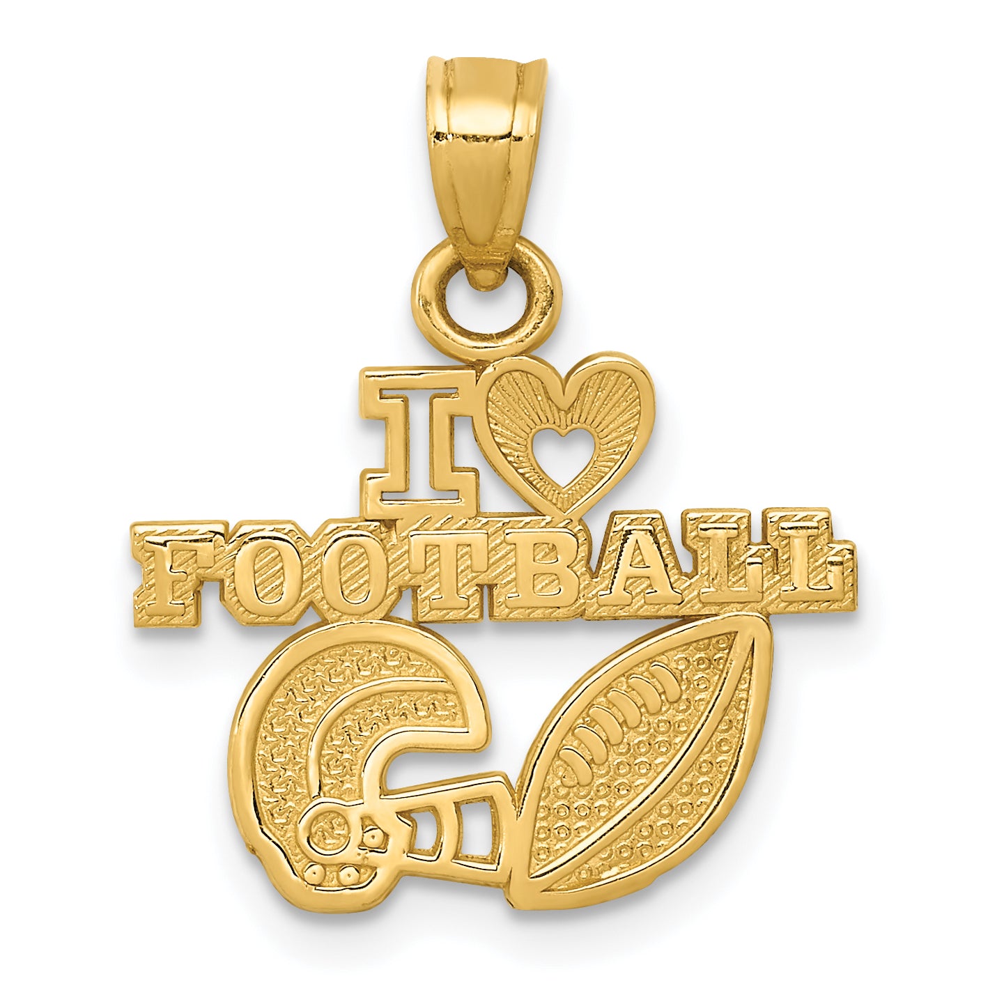 14K Gold I Heart Football Pendant with Polished Finish Solid Main image
