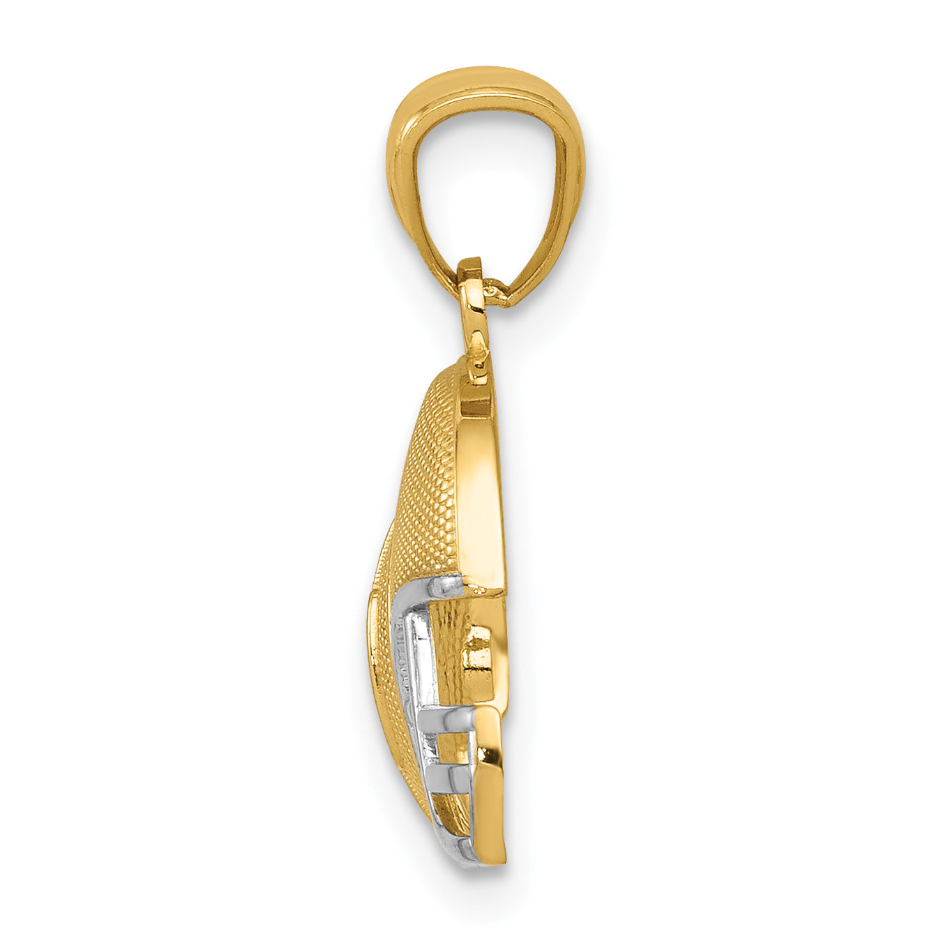 14K Gold Football Helmet Pendant with Rhodium Accents 3D Polished Finish Secondary image
