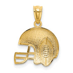 14K Gold Football Helmet Pendant with Rhodium Accents 3D Polished Finish