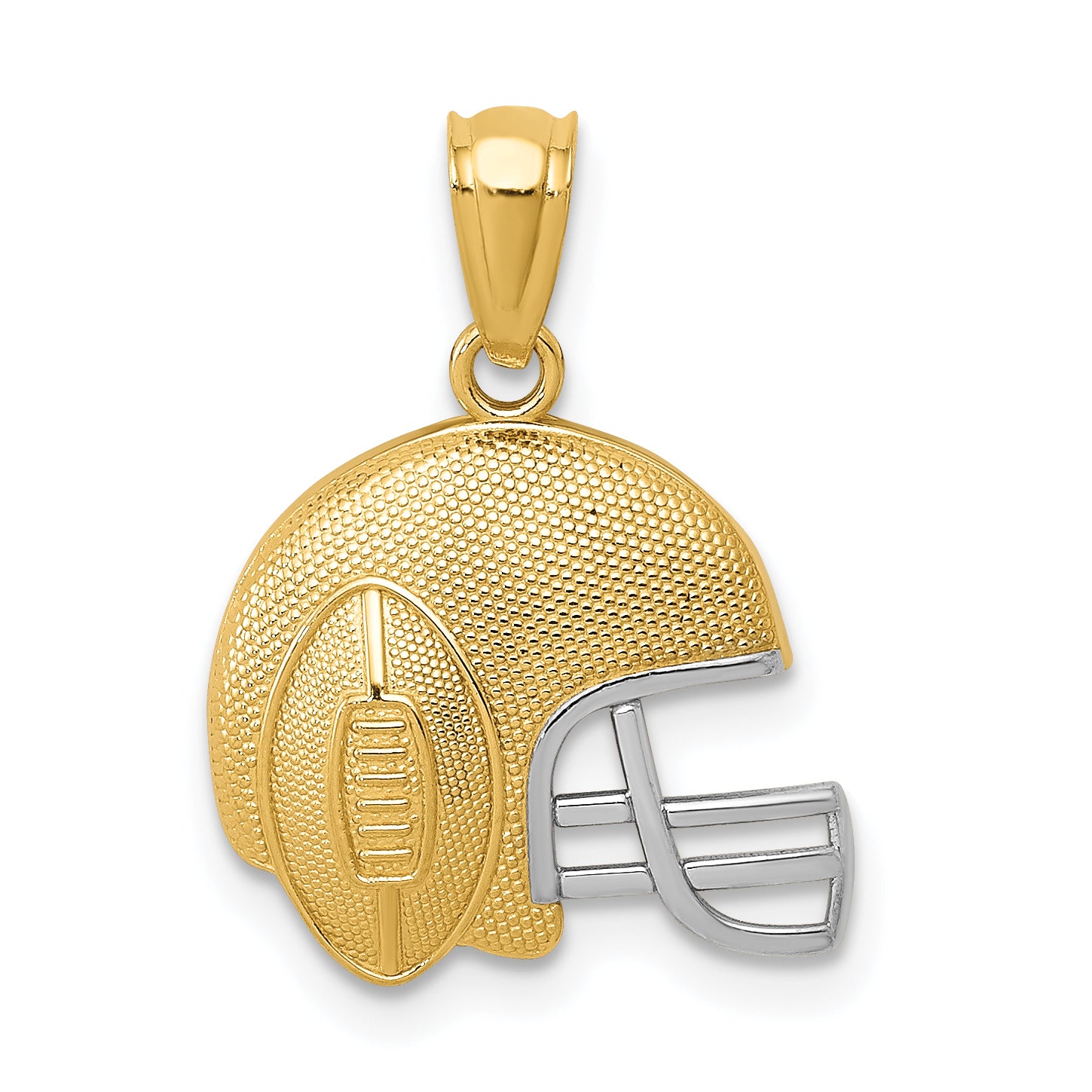 14K w/Rhodium Satin/Polished Football Helmet Pendant Main image