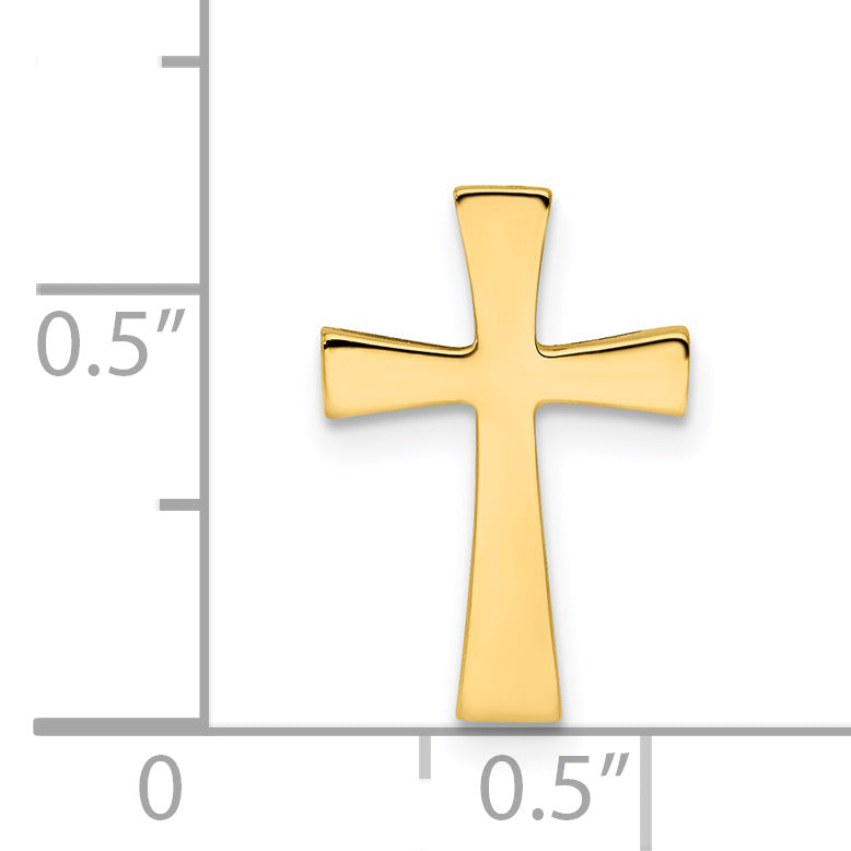 14K Gold Polished Cross Pendant Slide  Elegant Solid Cast Design