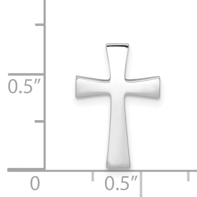 14K White Gold Polished Cross Slide Pendant with Rhodium Finish by Sophia Jewelers