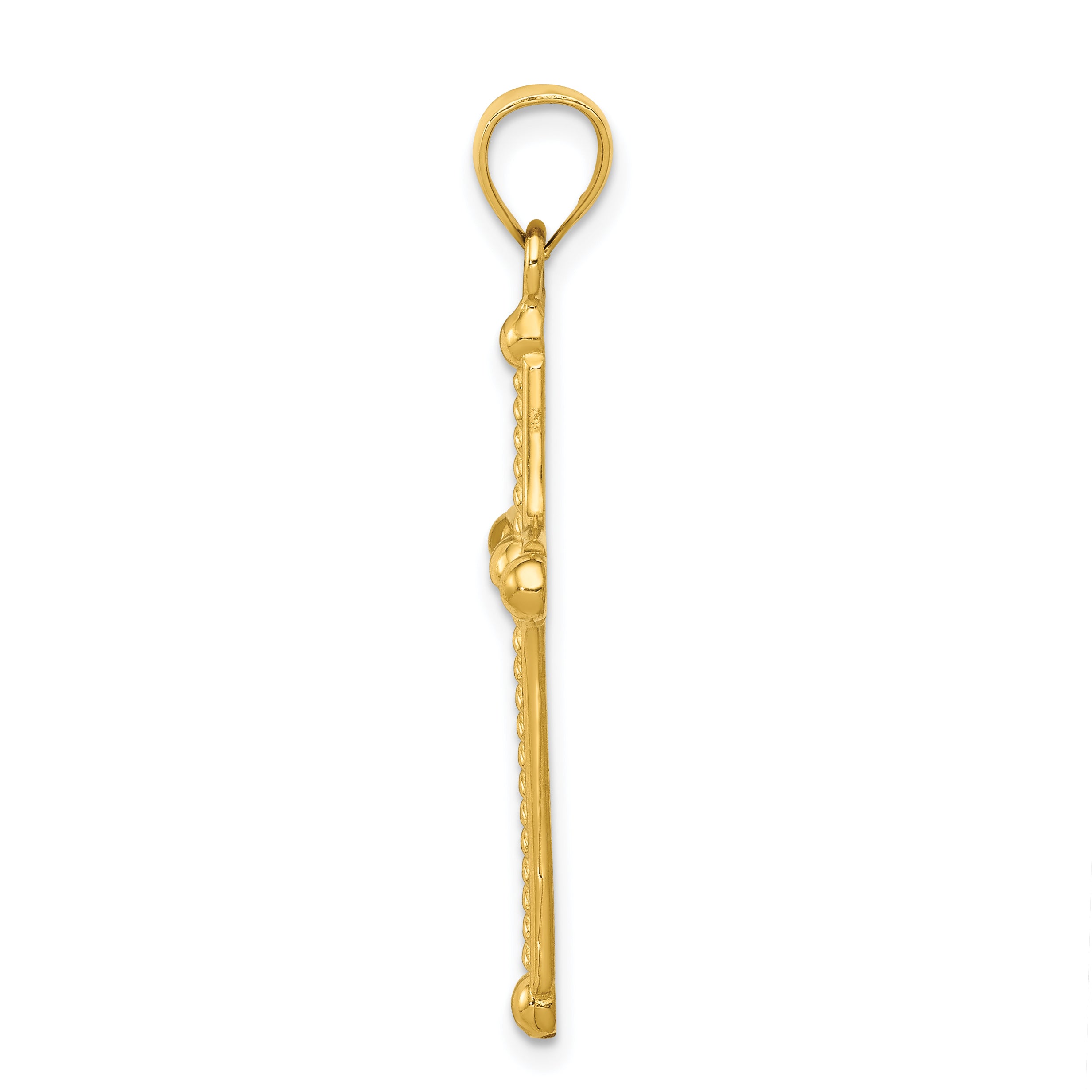 14K Gold Polished Braided Cross Pendant with Flat Back Design Secondary image