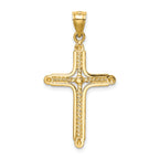 14K Gold Polished Braided Cross Pendant with Flat Back Design